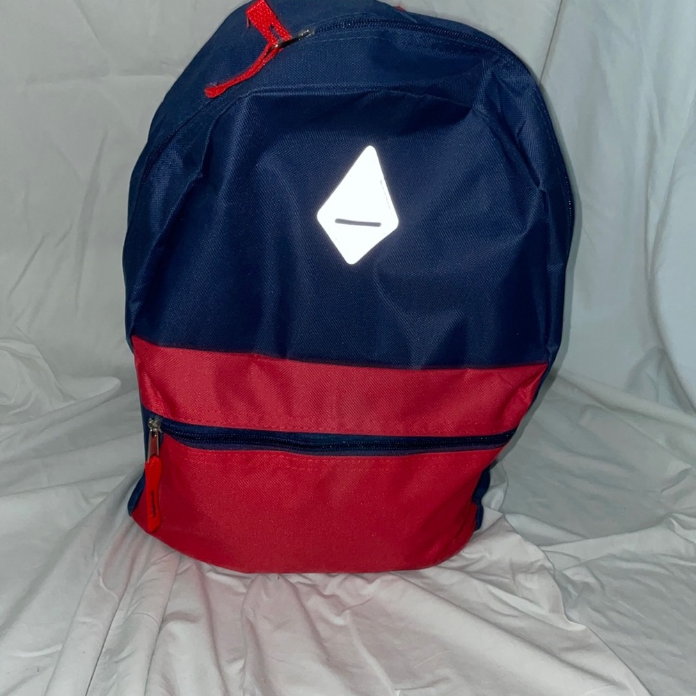 this red and navy blue backpack is perfect for you!